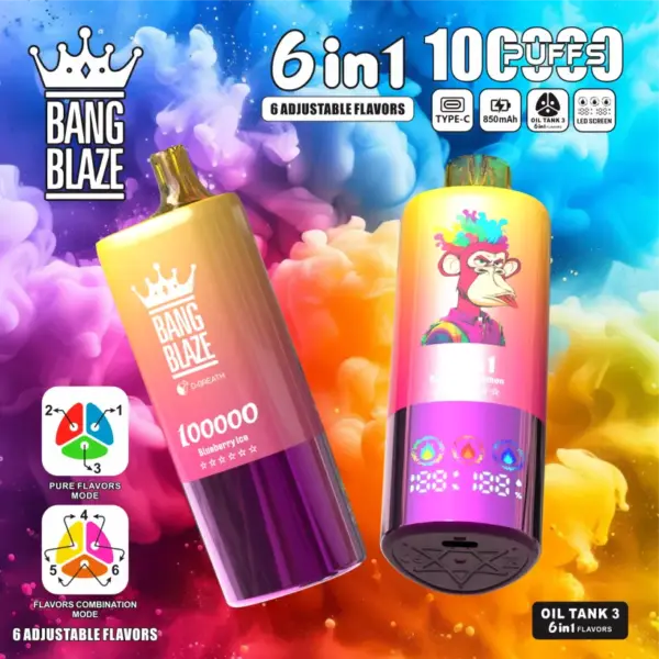 Bang Blaze 100k Puffs Jednorazowy Vape 6 w 1 100000 Zaciągnięć Darmowa Wysyłka z Magazynu UE 10 Bang Blaze 100k Puffs Jednorazowy Vape 6 w 1 100000 Zaciągnięć Darmowa Wysyłka z Magazynu UE