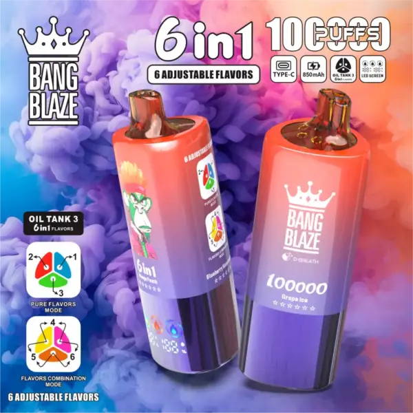 Bang Blaze 100k Puffs Jednorazowy Vape 6 w 1 100000 Zaciągnięć Darmowa Wysyłka z Magazynu UE 12 Bang Blaze 100k Puffs Jednorazowy Vape 6 w 1 100000 Zaciągnięć Darmowa Wysyłka z Magazynu UE