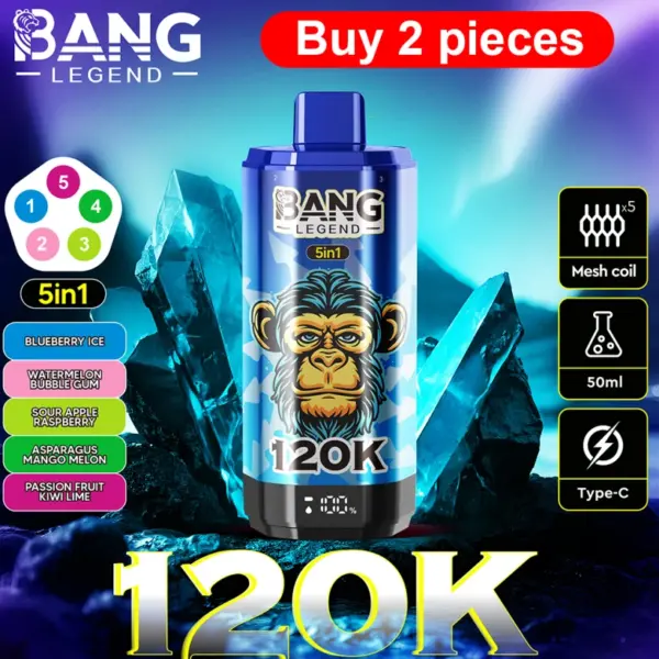 Bang Legend 120000 Puffs Vape detaliczny 5 w 1 Kup 2 sztuki Zamówienie próbki