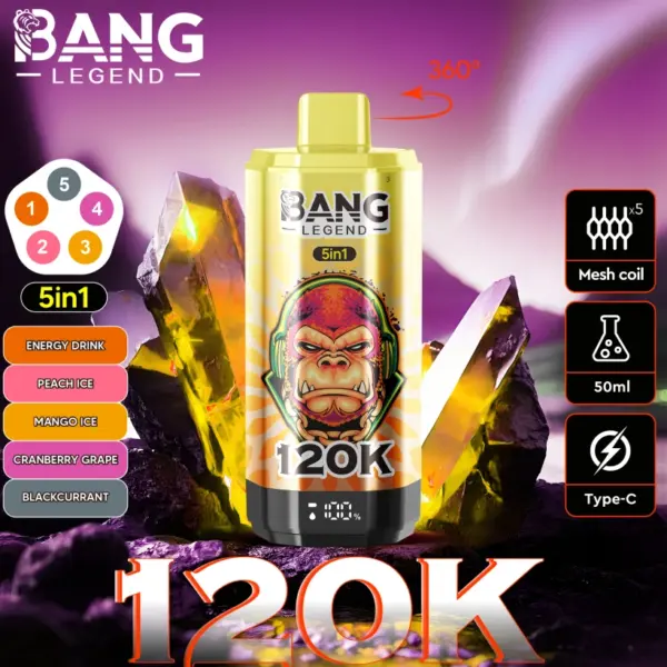 Bang Legend 120000 Puffs Vape detaliczny 5 w 1 Kup 2 sztuki Zamówienie próbki 12 Bang Legend 120000 Puffs Vape detaliczny 5 w 1 Kup 2 sztuki Zamówienie próbki