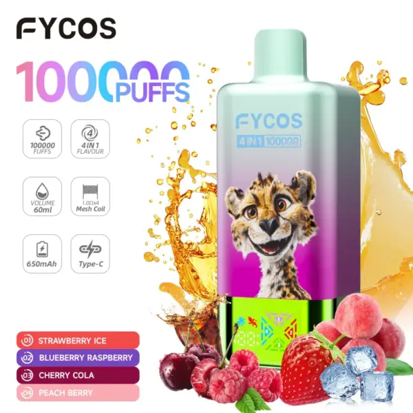 FYCOS 100K Puffs Jednorazowy Vape 4 w 1 z Darmową Wysyłką z 13 FYCOS 100K Puffs Jednorazowy Vape 4 w 1 z Darmową Wysyłką z Magazynu UE