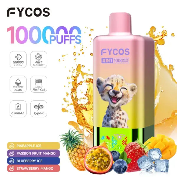 FYCOS 100K Puffs Jednorazowy Vape 4 w 1 z Darmową Wysyłką z Magazynu UE