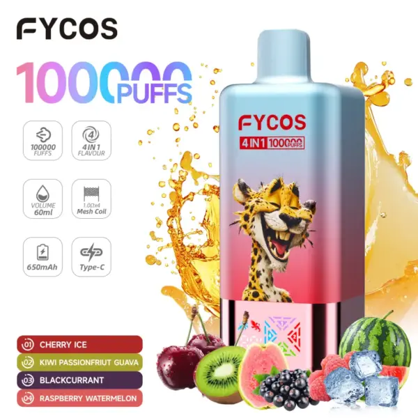 FYCOS 100K Puffs Jednorazowy Vape 4 w 1 z Darmową Wysyłką z 12 FYCOS 100K Puffs Jednorazowy Vape 4 w 1 z Darmową Wysyłką z Magazynu UE