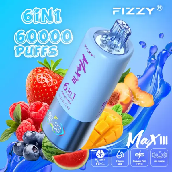 Fizzy 60K 60000 Zaciągnięć Jednorazowy Vape 6 w 1 Smaki Darmowa Wysyłka z Magazynu UE 12 Fizzy 60K 60000 Zaciągnięć Jednorazowy Vape 6 w 1 Smaki Darmowa Wysyłka z Magazynu UE