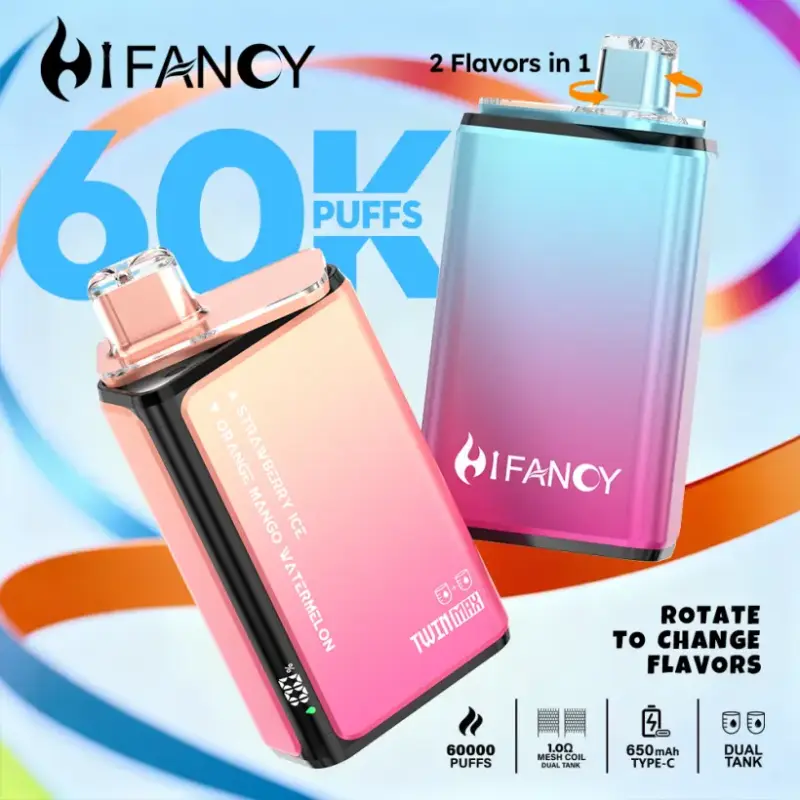 Jak sprzedawać Hifancy 60K Puffs w swoim sklepie? Poradnik dla przedsiębiorców z UE 2 Hifancy 60000 Puffs Jednorazowy Vape 2 w 1 Twin Max – Darmowa Wysyłka z Magazynu UE
