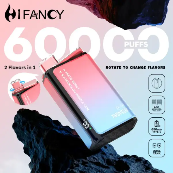 Hifancy 60000 Puffs Jednorazowy Vape 2 w 1 Twin Max Darmowa Wysyłka z Magazynu UE 10 Hifancy 60000 Puffs Jednorazowy Vape 2 w 1 Twin Max – Darmowa Wysyłka z Magazynu UE