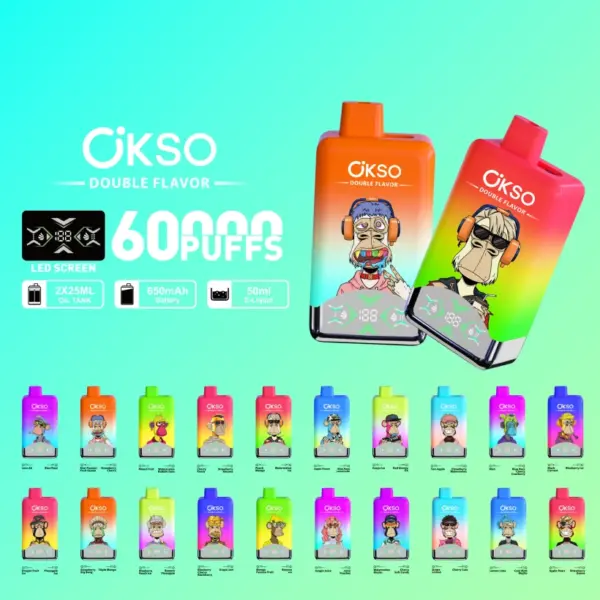 OKSO 60000 Puffs Jednorazowy Vape 2 w 1 Podwójny Smak Darmowa Wysyłka z Magazynu UE 15 OKSO 60000 Puffs Jednorazowy Vape 2 w 1 Podwójny Smak Darmowa Wysyłka z Magazynu UE