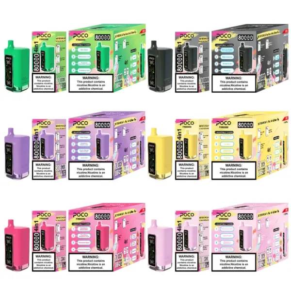 POCO FR 80000 Zaciągnięć Jednorazowy Vape 4 w 1 Smaki Darmowa Wysyłka Magazyn UE