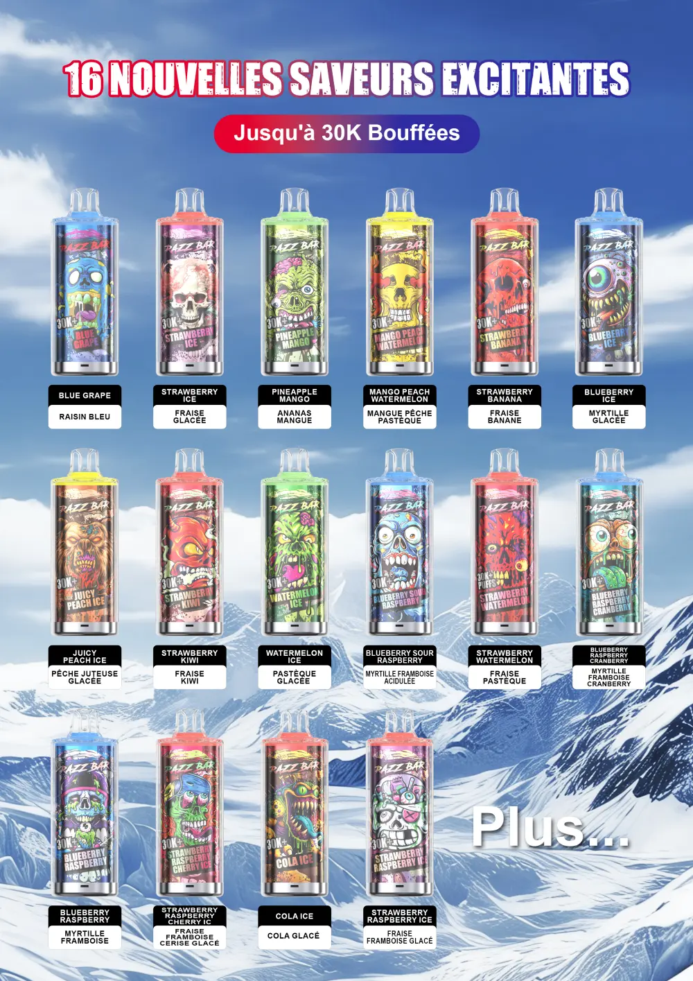 Puff 30000 Razz Bar 30k+ Zaciągnięć Jednorazowy Vape TPD Hurtowo Refillable z 20ml Liquidu Darmowa Wysyłka z UE