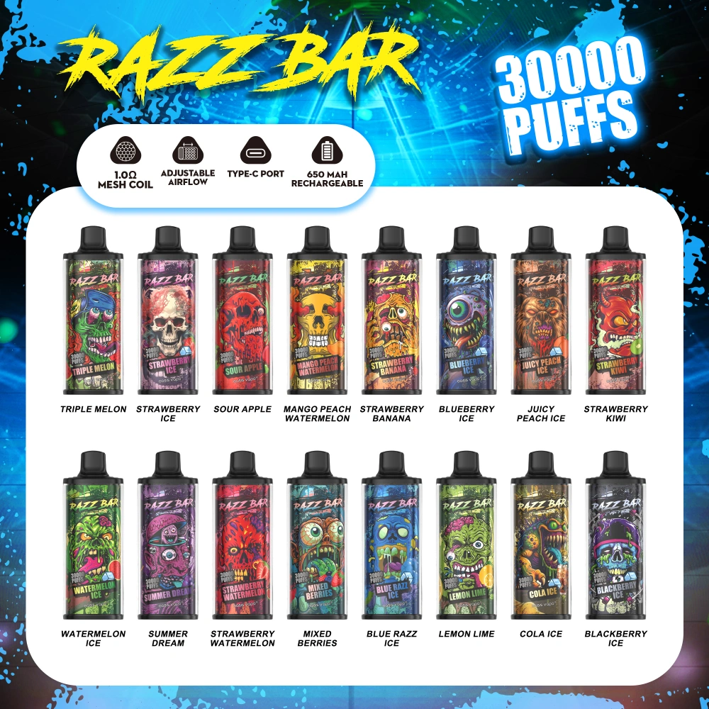 Razz Bar 30000 Puffs Vape Jednorazowy Hurt Kryształ Darmowa Wysylka Magazyn UE