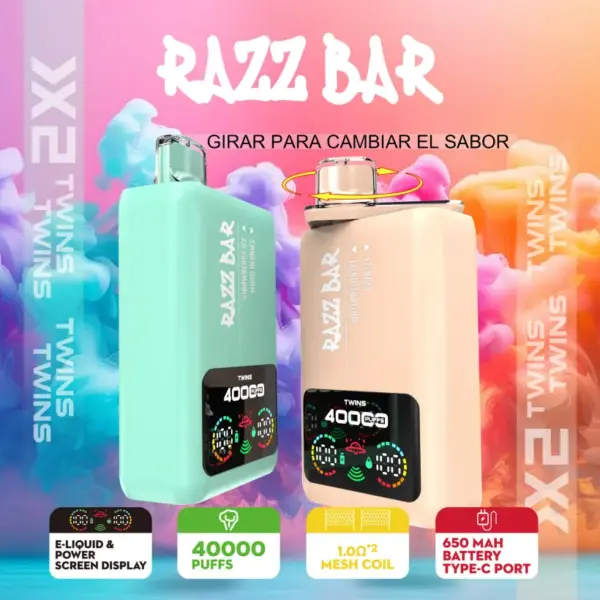Razz Bar 40000 Puffs Vape Jednorazowy Smaki 2 w 1 40K Nadajacy sie do Ladowania Darmowy Smak Magazyn UE 10 Razz Bar 40000 Puffs Vape Jednorazowy Smaki 2 w 1 40K Nadajacy sie do Ladowania Darmowy Smak Magazyn UE