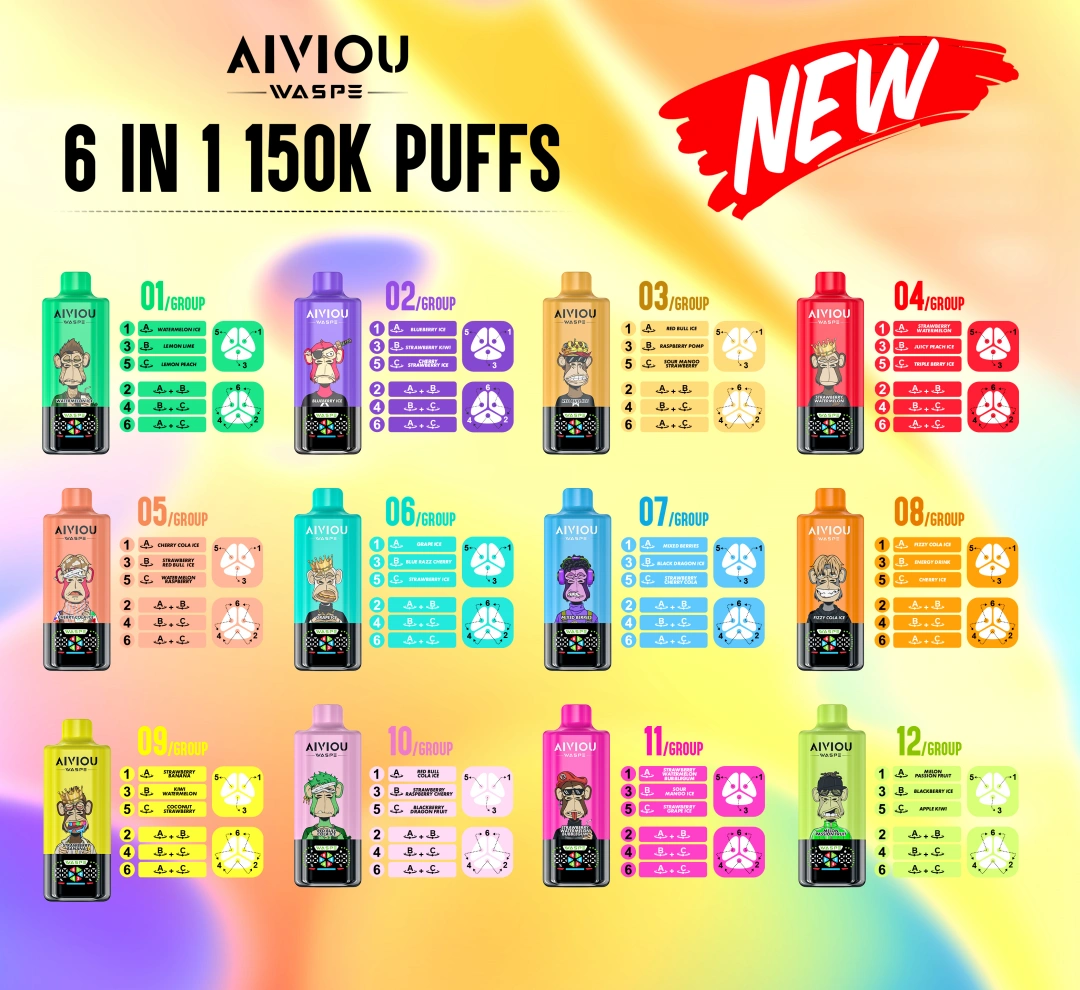 WASPE 150000 Puffs AIVIOU Jednorazowy Vape 6 w 1 Hurt Darmowa Wysyłka Magazyn UE