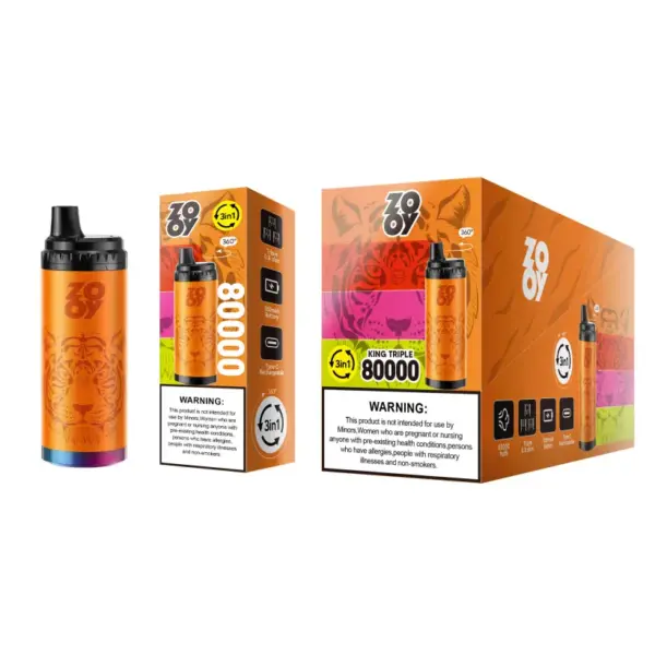 ZOOY 80K Puffs Jednorazowy Vape King Triple 3 w 1 Wysyłka z Magazynu UE