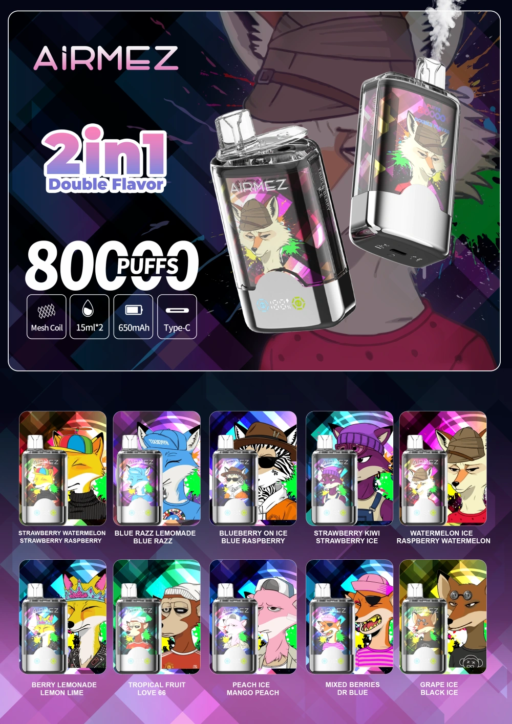 Airmez 80000 Zaciągnięć Jednorazowy Vape 2 w 1 z Darmową Wysyłką z Magazynu UE 16 Airmez 80000 Zaciągnięć Jednorazowy Vape 2 w 1 z Darmową Wysyłką z Magazynu UE