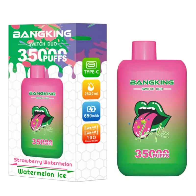 12 Smaków Bang King 35000 Puffs – Który Wybrać? Vape 2 w 1 z Darmową Wysyłką do Całej UE! 3 Bang King 35000 Puffs Retile Vape Switch Duo 2 w 1 Kup 2 Sztuki Opakowanie Pojedyncze