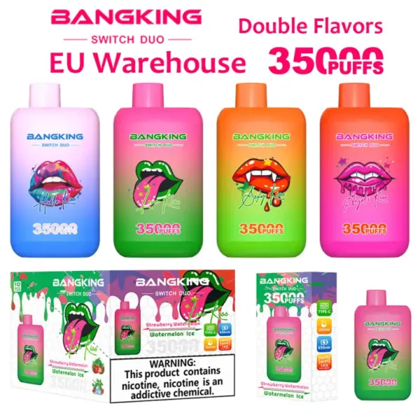 Bang King 35000 zaciągnięć Swith Duo jednorazowy e-papieros 2 w 1 podwójny smak 35k magazyn UE