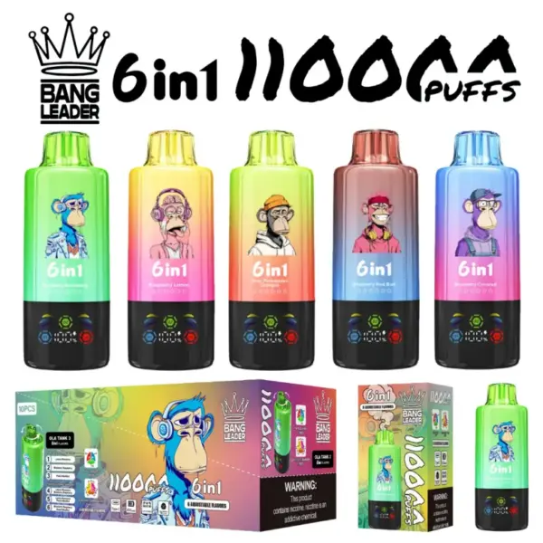 Bang Leader 110k Zaciągnięć Vape Jednorazowy Ładowany 6 w 1 1100000 Darmowa Wysyłka