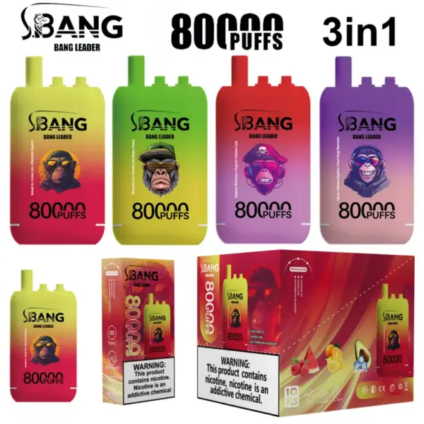 Bang Leader 80k Puffs 3 w 1 Potrójne Smaki Jednorazowy Vape Hurt Darmowa Wysyłka