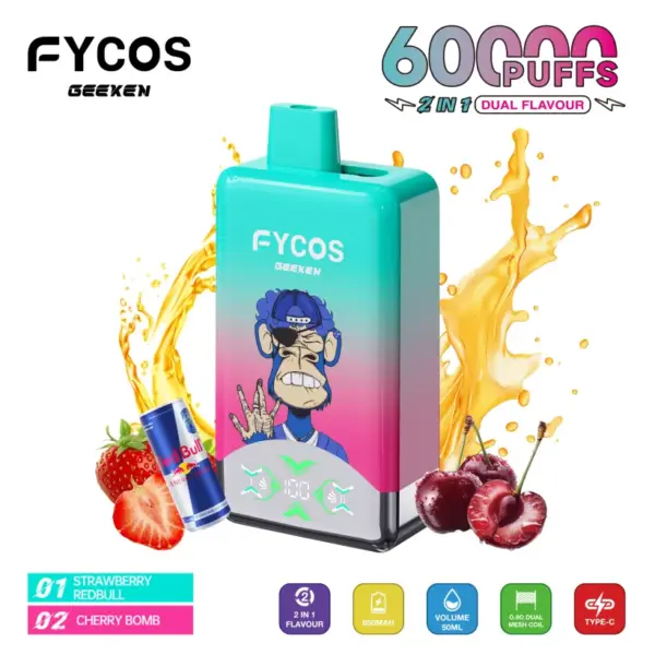 FYCOS 60K Puffs Jednorazowy E-papieros 60000 2 w 1 Podwójny Smak Darmowa Wysyłka 15 FYCOS 60K Puffs Jednorazowy E-papieros 60000 2 w 1 Podwójny Smak Darmowa Wysyłka