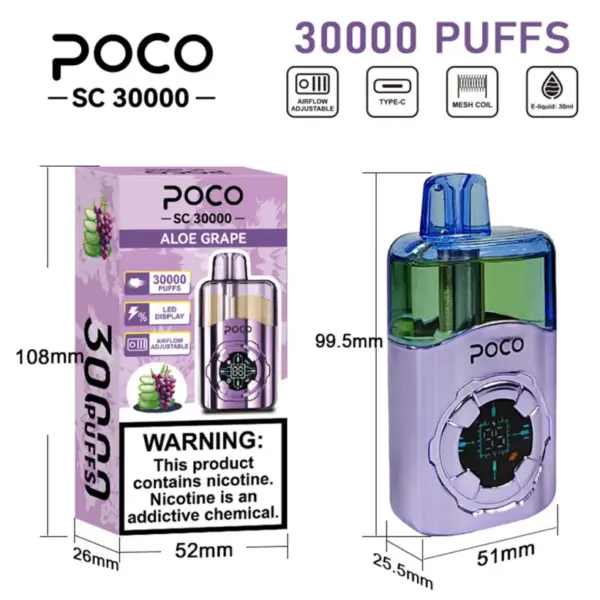 Puff 30k Vape POCO SC 30000 Zaciągnięć Jednorazowy E-papieros 30k Darmowa Wysyłka Magazyn UE
