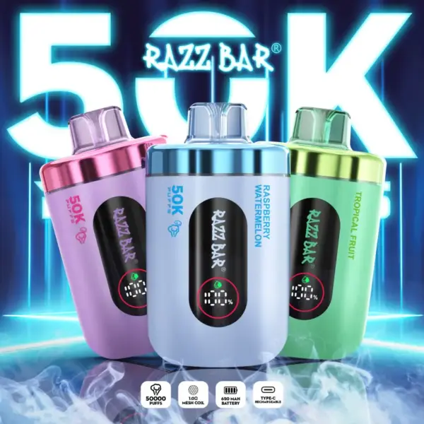 Razz Bar 50000 Zaciągnięć Jednorazowy vape Ładowalny Hurt Darmowa Wysyłka