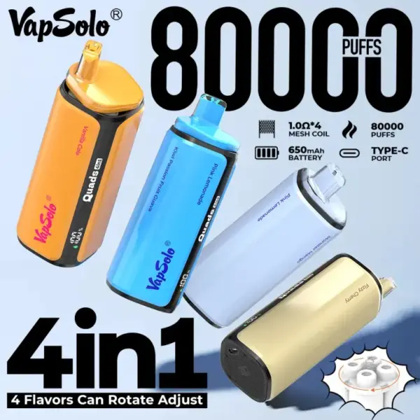 Vapsolo 80k Zaciągnięć Quads 4 w 1 Najlepszy Jednorazowy Vape 80000 Darmowa Wysyłka