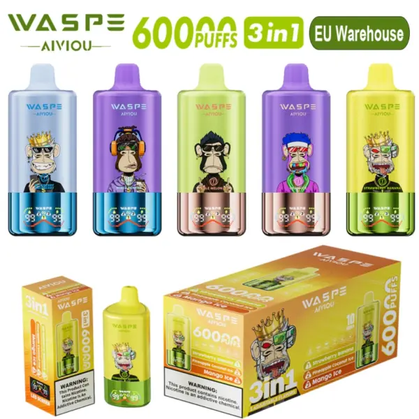WASPE 60000 Puffs 3 in 1 Disposable Vape AIVIOU Free Shipping EU Warehouse