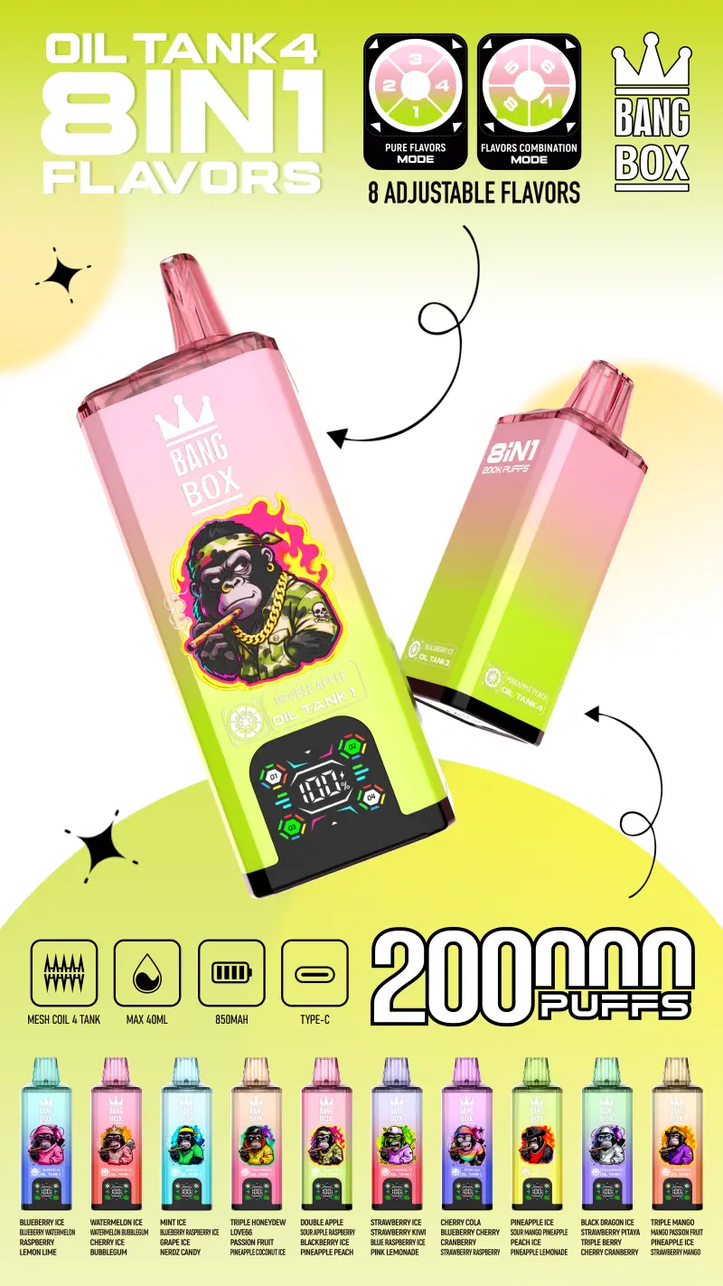 8 w 1 Vape Bang Box 200k Zaciagniec Jednorazowy E Papieros Hurt Darmowa Wysylka 16 8 w 1 Vape Bang Box 200k Zaciagniec Jednorazowy E Papieros Hurt Darmowa Wysylka