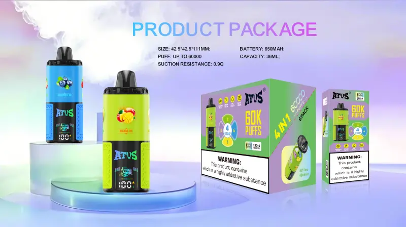 ATVS 60000 Puffs 60k 4 w 1 Najlepszy Jednorazowy Vape Hurtownia Darmowa Wysyłka 19 ATVS 60000 Puffs 60k 4 w 1 Najlepszy Jednorazowy Vape Hurtownia Darmowa Wysyłka