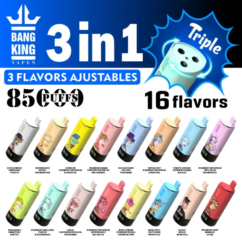 Bang King 85k Puffs 3 w 1 Najlepszy Jednorazowy Vape Prosto z Fabryki Darmowa Wysyłka Magazyn UE 14 Bang King 85k Puffs 3 w 1 Najlepszy Jednorazowy Vape Prosto z Fabryki Darmowa Wysyłka Magazyn UE