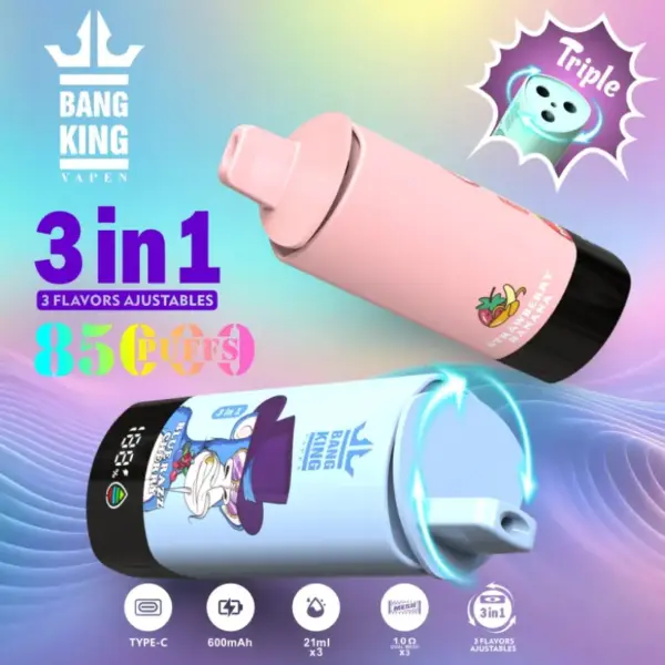 Bang King 85k Puffs 3 w 1 Najlepszy Jednorazowy Vape Prosto z Fabryki Darmowa Wysyłka Magazyn UE 12 Bang King 85k Puffs 3 w 1 Najlepszy Jednorazowy Vape Prosto z Fabryki Darmowa Wysyłka Magazyn UE