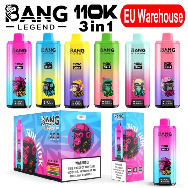 Bang Legend 110k Zaciągnięć 110000 3 w 1 Jednorazowy Vape 3 do 7 Dni Roboczych Magazyn UE