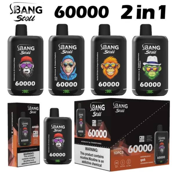 Bang Stoll 60k Puffs 2 w 1 Jednorazowy Vape Ładowalny 60000 Darmowa Wysyłka