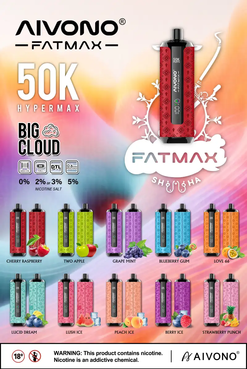 Magazyn UE Aivono Fatmax 50k Puffs 50000 Shisha Waporyzator Jednorazowy Duża Chmura 16 Magazyn UE Aivono Fatmax 50k Puffs 50000 Shisha Waporyzator Jednorazowy Duża Chmura