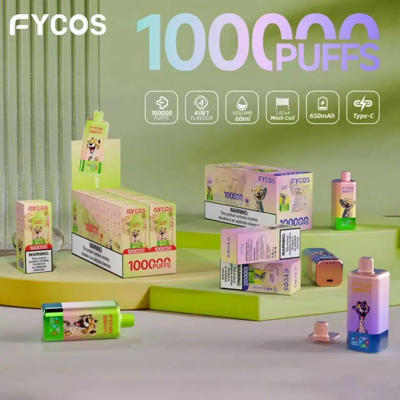 Fycos 100k Puffs 4 w 1 Najlepszy Jednorazowy Vape Darmowa Wysyłka 3–7 Dni Roboczych Magazyn UE 14 Fycos 100k Puffs 4 w 1 Najlepszy Jednorazowy Vape Darmowa Wysyłka 3–7 Dni Roboczych Magazyn UE