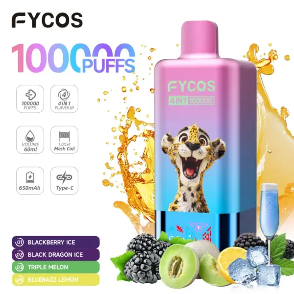 Fycos 100k Puffs 4 w 1 Najlepszy Jednorazowy Vape Darmowa Wysyłka 3–7 Dni Roboczych Magazyn UE 12 Fycos 100k Puffs 4 w 1 Najlepszy Jednorazowy Vape Darmowa Wysyłka 3–7 Dni Roboczych Magazyn UE