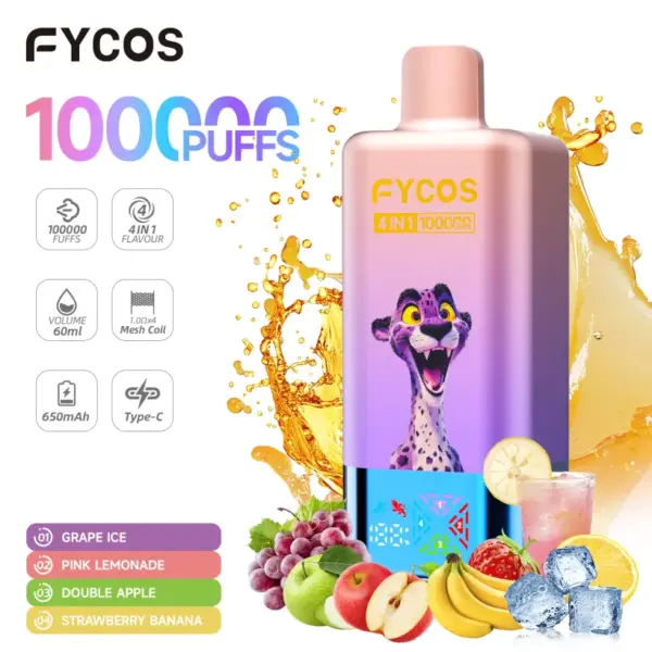 Fycos 100k Puffs 4 w 1 Najlepszy Jednorazowy Vape Darmowa Wysyłka 3–7 Dni Roboczych Magazyn UE 11 Fycos 100k Puffs 4 w 1 Najlepszy Jednorazowy Vape Darmowa Wysyłka 3–7 Dni Roboczych Magazyn UE