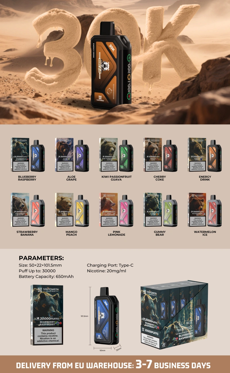 Vapomesi 30k Puffs Brown Bear Jednorazowy Vape 30000 Darmowa Wysyłka Magazyn UE 16 Vapomesi 30k Puffs Brown Bear Jednorazowy Vape 30000 Darmowa Wysyłka Magazyn UE