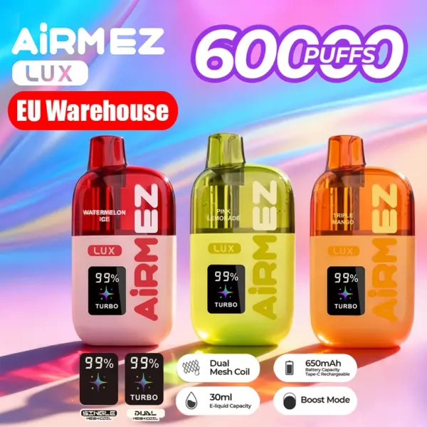 Airmez 60k Pufów 60000 Lux Jednorazowy Vape Szybka Dostawa Magazyn UE