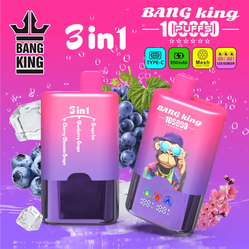 Bang King 100k Zaciągnięć 3 W 1 Inteligentny Ekran Jednorazowy Vape Sprzedaż Hurtowa Darmowa Wysyłka 4 Bang King 100k Zaciągnięć 3 W 1 Inteligentny Ekran Jednorazowy Vape Sprzedaż Hurtowa Darmowa Wysyłka