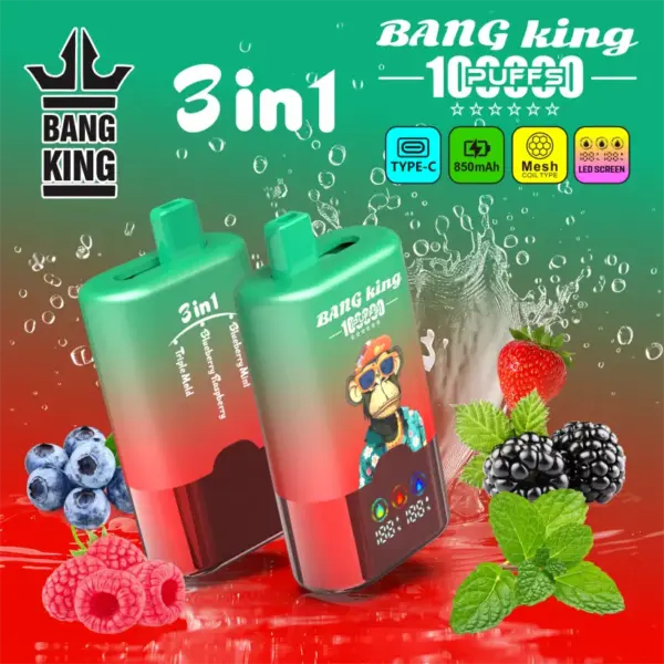 Bang King 100k Zaciągnięć 3 W 1 Inteligentny Ekran Jednorazowy Vape Sprzedaż Hurtowa Darmowa Wysyłka 10 Bang King 100k Zaciągnięć 3 W 1 Inteligentny Ekran Jednorazowy Vape Sprzedaż Hurtowa Darmowa Wysyłka