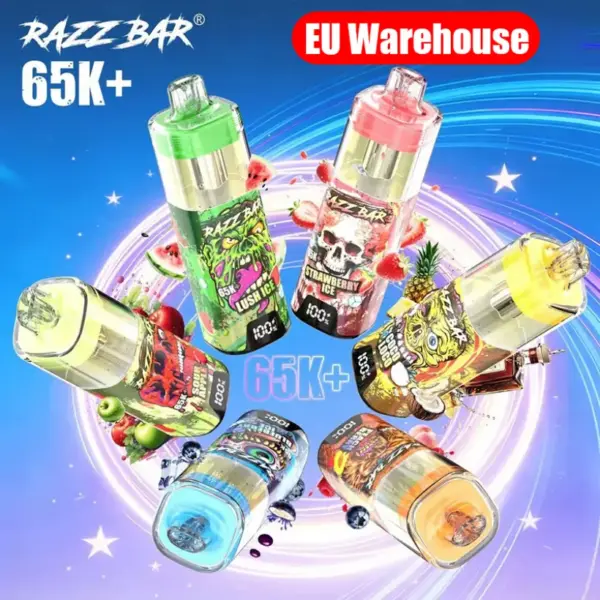 Magazyn UE Razz Bar 65k+ Puffs Krystaliczny Jednorazowy Vape 65000 Hurt Darmowa Wysyłka