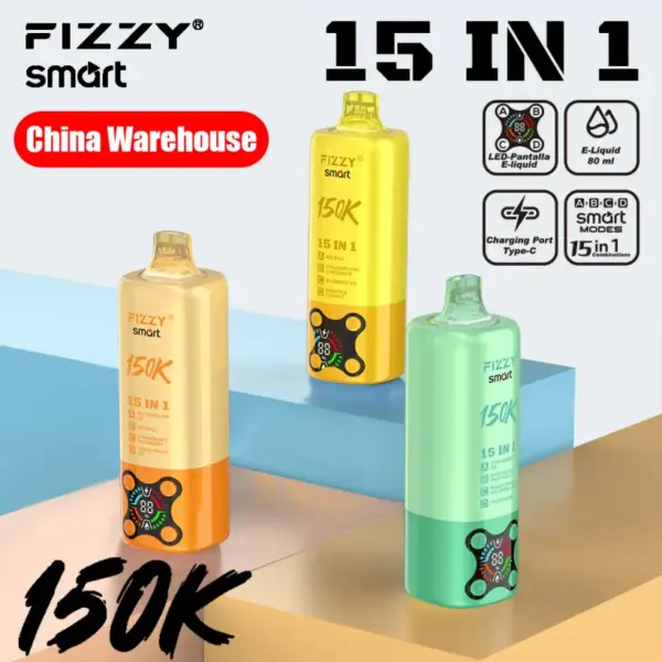 Fizzy 150k Pufów 15 w 1 Smaki Jednorazowy Vape 150000 Darmowa Wysyłka Magazyn UE