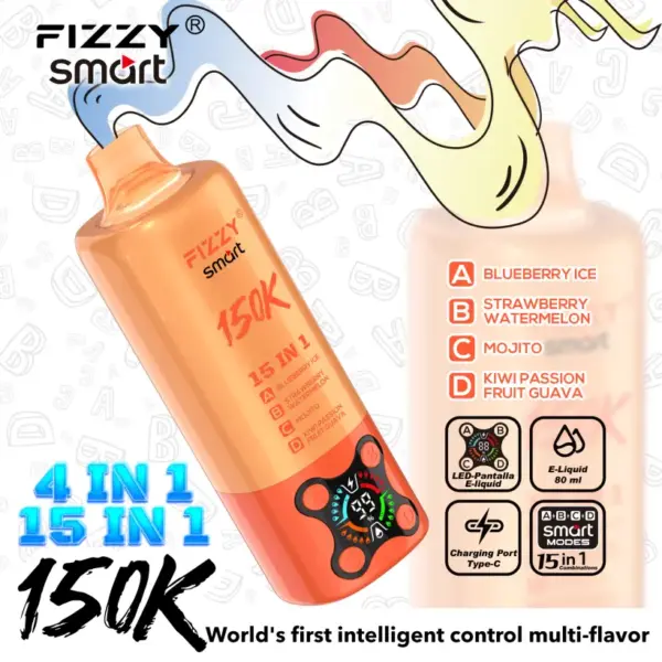Fizzy 150k Pufów 15 w 1 Smaki Jednorazowy Vape 150000 Darmowa Wysyłka Magazyn UE