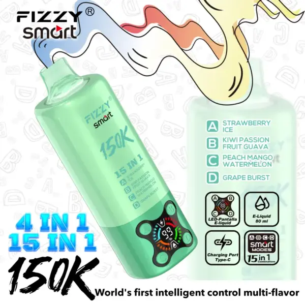 Fizzy 150k Pufów 15 w 1 Smaki Jednorazowy Vape 150000 Darmowa Wysyłka Magazyn UE