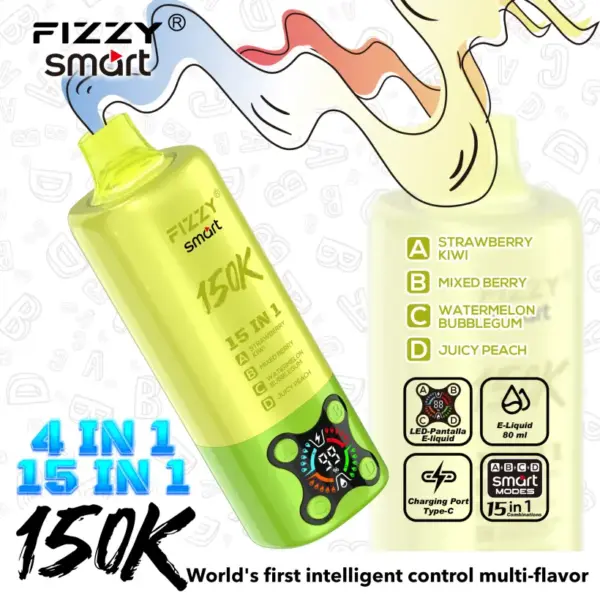 Fizzy 150k Pufów 15 w 1 Smaki Jednorazowy Vape 150000 Darmowa Wysyłka Magazyn UE