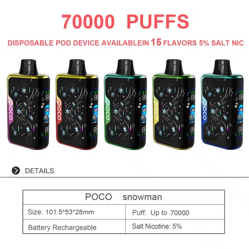 POCO 70000 Pufy 70k Snowman Ice Control Waporyzator Jednorazowy Darmowa Wysyłka Magazyn UE 2 POCO 70000 Pufy 70k Snowman Ice Control Waporyzator Jednorazowy Darmowa Wysyłka Magazyn UE