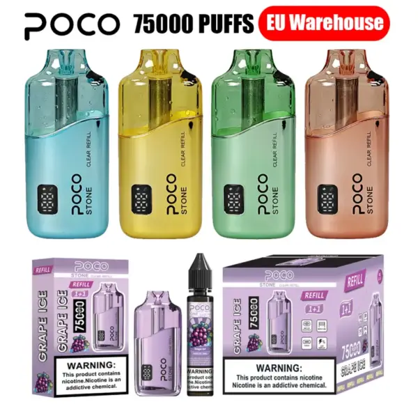 POCO 75K Puffs Stone Kryształowy Jednorazowy Vape z Możliwością Napełniania 75000 z 40ml Płynu Magazyn UE
