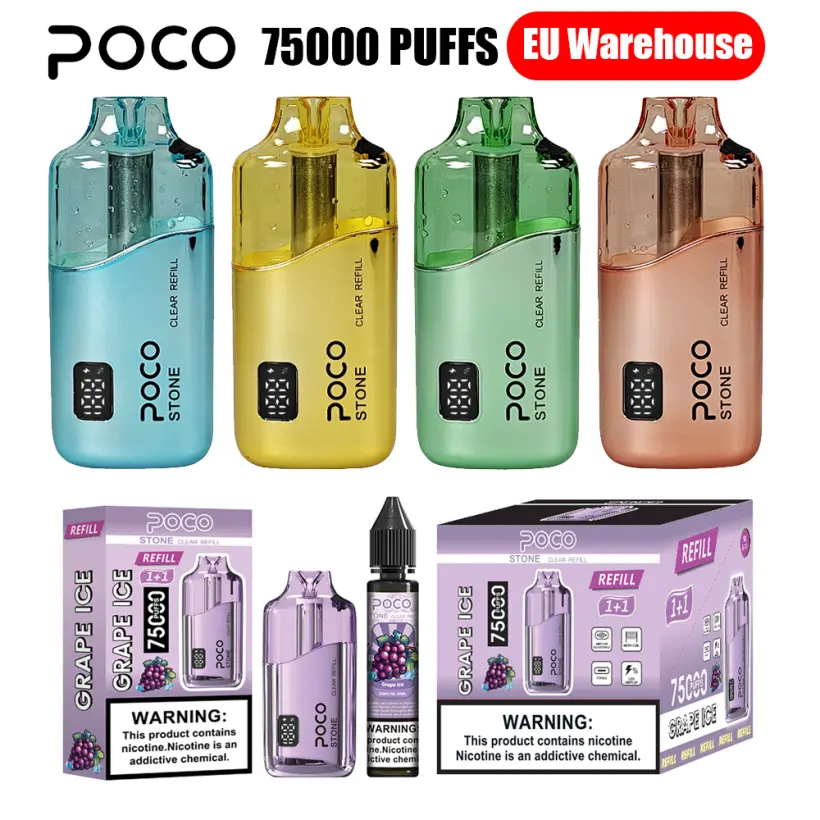 POCO 75K Puffs Stone Kryształowy Jednorazowy Vape z Możliwością Napełniania 75000 z 40ml Płynu Magazyn UE 1 POCO 75K Puffs Stone Kryształowy Jednorazowy Vape z Możliwością Napełniania 75000 z 40ml Płynu Magazyn UE