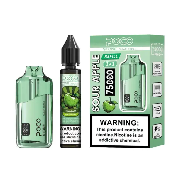 POCO 75K Puffs Stone Kryształowy Jednorazowy Vape z Możliwością Napełniania 75000 z 40ml Płynu Magazyn UE